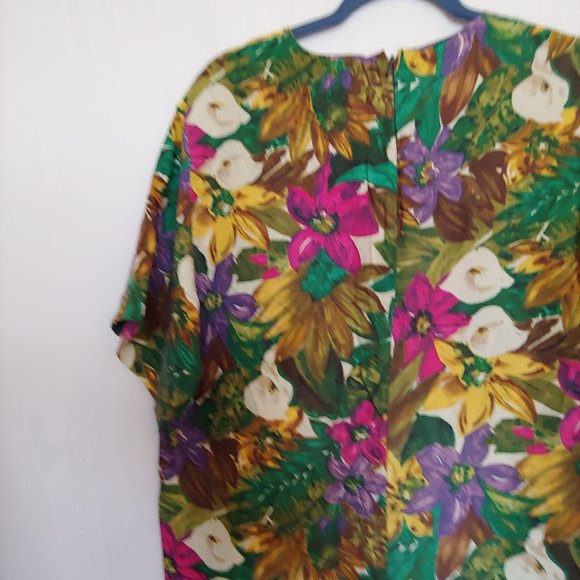 Pat Argent Collection 100% Silk hawaiin print midi short sleeve size 10 - Picture 9 of 12